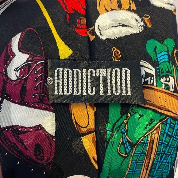 Addiction Vintage Silk Golf Necktie Tie Golf Ball Bag Tee Club Made in Korea - Picture 5 of 16
